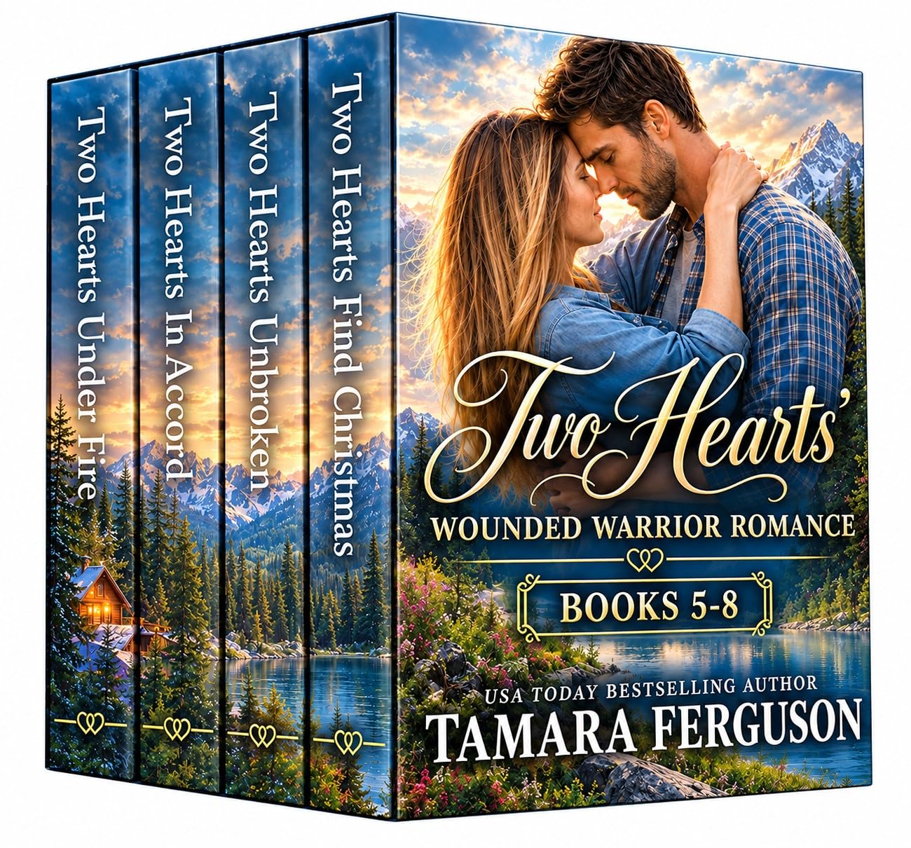 Two Hearts’ Wounded Warrior Romance (Books 5–8) by Tamara Ferguson book cover