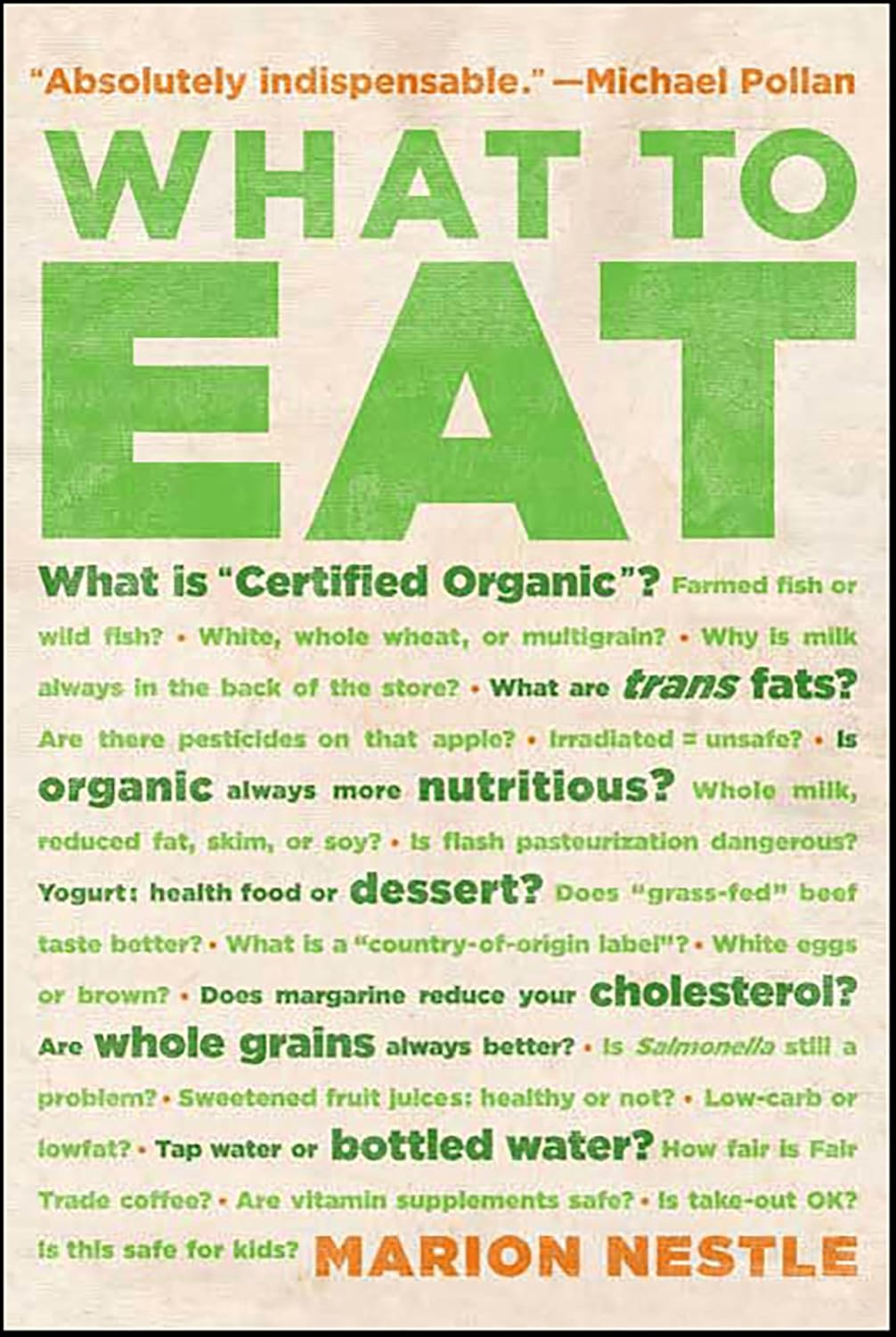 What to Eat by Marion Nestle book cover